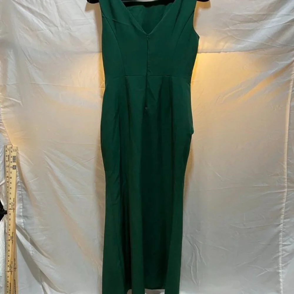Eliza J Sleeveless Ruffle Front Floor Length Gown Hunter Green 12 - Picture 5 of 16